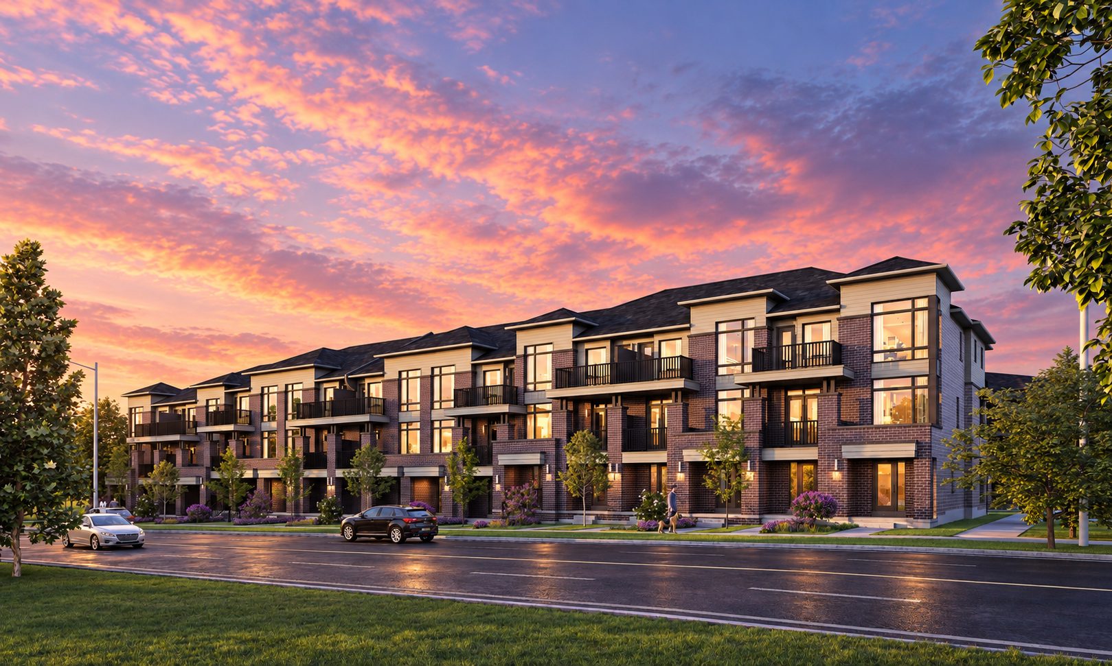 1188 Towns at dusk, corner view from the street
